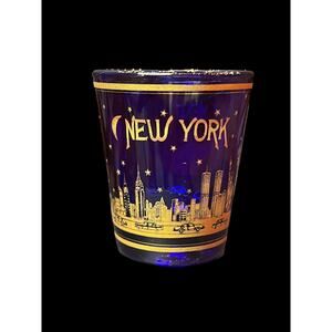 New York City NYC Skyline Starry Night Statue of Liberty Gold 1oz Shot Glass